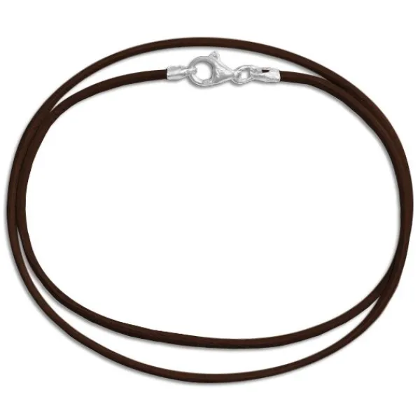 Kinderketten|Damenketten|Elfen Schmuck Lederband braun 40 cm mit 925 Silber Verschluss