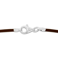 Damenketten|Elfen Schmuck Lederband braun 45 cm mit 925 Silber Verschluss