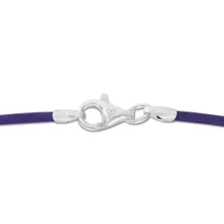 Kinderketten|Elfen Schmuck Lederband dunkel lila 38 cm mit 925 Silber Verschluss