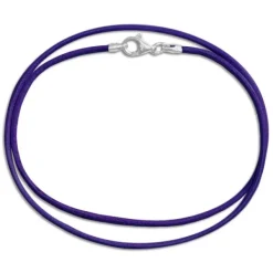 Damenketten|Elfen Schmuck Lederband dunkel lila 45 cm mit 925 Silber Verschluss