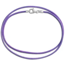 Damenketten|Elfen Schmuck Lederband flieder lila 45 cm mit 925 Silber Verschluss