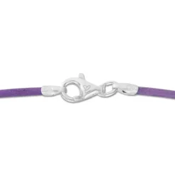Damenketten|Elfen Schmuck Lederband flieder lila 45 cm mit 925 Silber Verschluss