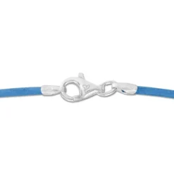 Kinderketten|Elfen Schmuck Lederband hellblau 38 cm mit 925 Silber Verschluss