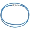 Damenketten|Elfen Schmuck Lederband hellblau 45 cm mit 925 Silber Verschluss