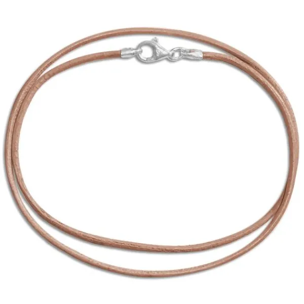 Kinderketten|Elfen Schmuck Lederband natur 38 cm mit 925 Silber Verschluss