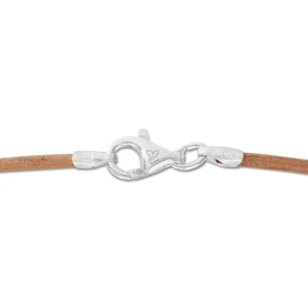 Kinderketten|Elfen Schmuck Lederband natur 38 cm mit 925 Silber Verschluss