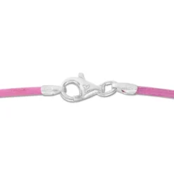 Damenketten|Elfen Schmuck Lederband rosa 45 cm mit 925 Silber Verschluss