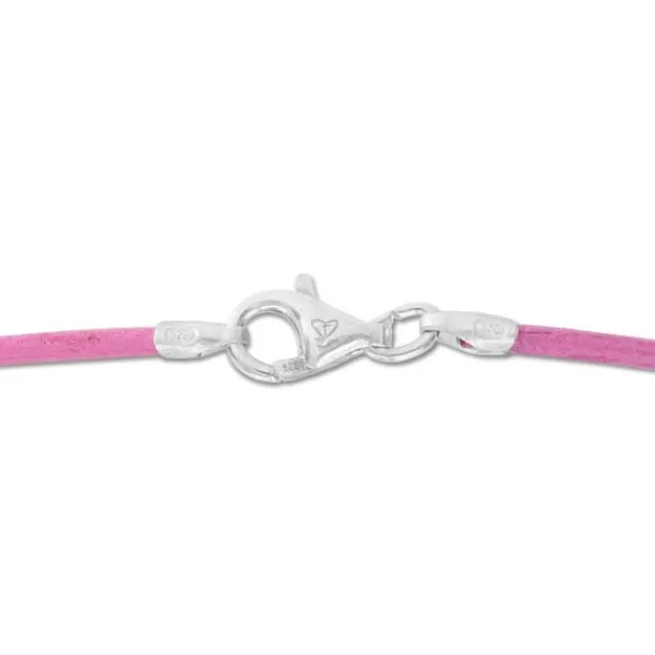 Damenketten|Elfen Schmuck Lederband rosa 45 cm mit 925 Silber Verschluss