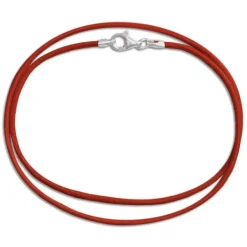 Damenketten|Elfen Schmuck Lederband rot 45 cm mit 925 Silber Verschluss