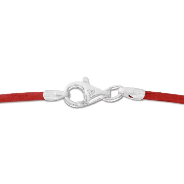 Damenketten|Elfen Schmuck Lederband rot 45 cm mit 925 Silber Verschluss