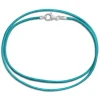 Kinderketten|Elfen Schmuck Lederband türkis 38 cm mit 925 Silber Verschluss