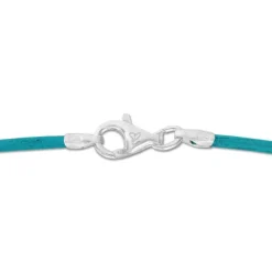 Kinderketten|Elfen Schmuck Lederband türkis 38 cm mit 925 Silber Verschluss