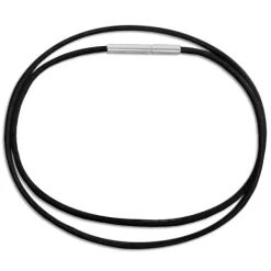 Damenketten|Herrenketten|Elfen Schmuck Lederkette 45 cm schwarz mit Bajonettverschluss aus Edelstahl
