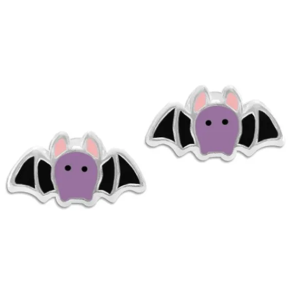 Ohrstecker|Silber Ohrstecker|Elfen Schmuck Lila schwarze Fledermaus Ohrringe Halloween 925 Silber