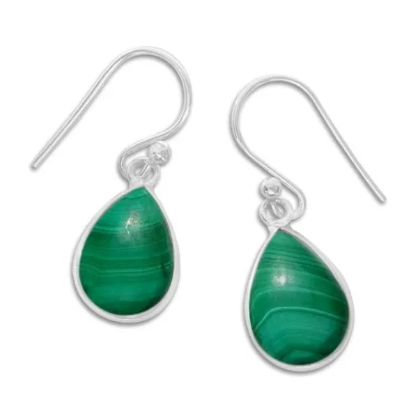 Ohrhänger|Edelstein Ohrringe|Elfen Schmuck Malachit Ohrringe Tropfen 925 Silber