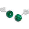 Ohrstecker|Edelstein Ohrringe|Elfen Schmuck Malachit Ohrstecker 6 mm 925 Silber
