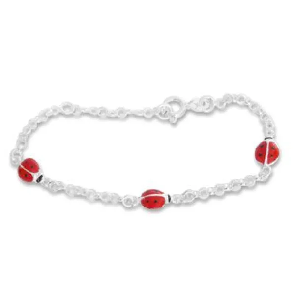 Kinderarmbänder|Weitere Armbänder|Elfen Schmuck Marienkäfer Armband für Kinder 925 Silber 15 cm