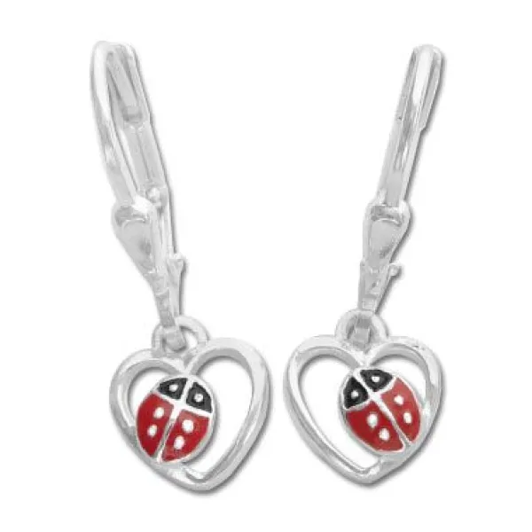 Ohrhänger|Silber Ohrhänger|Elfen Schmuck Marienkäfer Herz Ohrringe Brisur 925 Silber
