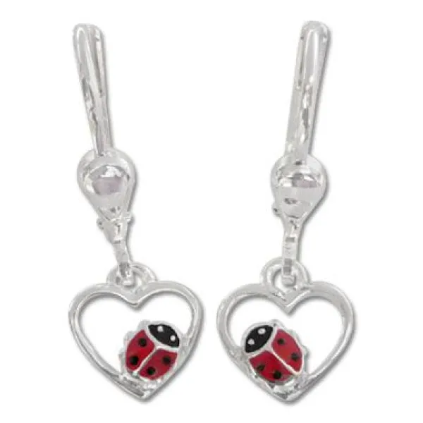 Ohrhänger|Silber Ohrhänger|Elfen Schmuck Marienkäfer Herz Ohrringe 925 Silber