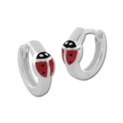 Klapp-creolen|Silber Klapp-Creolen|Elfen Schmuck Marienkäfer Kinder Creolen 925 Silber