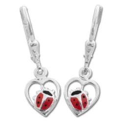 Ohrhänger|Silber Ohrhänger|Elfen Schmuck Marienkäfer Ohrringe Herz 925 Silber