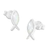 Ohrstecker|Silber Ohrstecker|Elfen Schmuck Massive Fisch Ohrstecker mit Opal 925 Silber