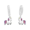 Klapp-creolen|Silber Klapp-Creolen|Elfen Schmuck Mädchen Creolen mit Einhorn Anhänger lila rosa rot 925 Silber