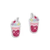 Ohrstecker|Silber Ohrstecker|Elfen Schmuck Milchshake Ohrstecker mit Glitzer 925 Silber