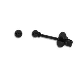 Ohrstecker|Ohrstecker|Elfen Schmuck Mini Kugel Ohrstecker Edelstahl schwarz glänzend 2 mm