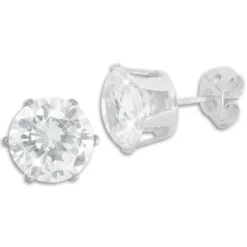 Ohrstecker|Ohrstecker|Elfen Schmuck Männer Ohrstecker Zirkonia weiß 9 mm rund Edelstahl