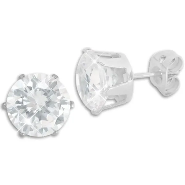 Ohrstecker|Ohrstecker|Elfen Schmuck Männer Ohrstecker Zirkonia weiß 9 mm rund Edelstahl