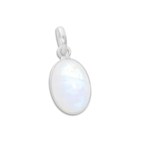 Anhänger Für Damen|Edelstein Anhänger In Silber|Elfen Schmuck Mondstein Anhänger oval 925 Silber