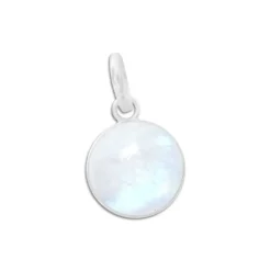 Anhänger Für Damen|Edelstein Anhänger In Silber|Elfen Schmuck Mondstein Anhänger rund 925 Silber