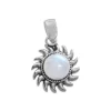 Anhänger Für Damen|Edelstein Anhänger In Silber|Elfen Schmuck Mondstein Anhänger Sonne 925 Silber