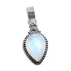 Anhänger Für Damen|Edelstein Anhänger In Silber|Elfen Schmuck Mondsteinanhänger Tropfen gedreht mit filigranem Rand 925 Silber