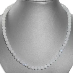 Damenketten|Edelsteinketten|Elfen Schmuck Mondstein Kugelkette 6 mm 45 cm mit 925 Silber Verschluss