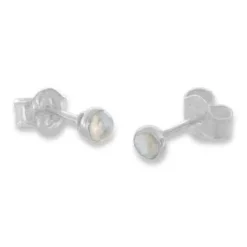 Ohrstecker|Edelstein Ohrringe|Elfen Schmuck Mondstein Ohrstecker rund Mini 925 Silber