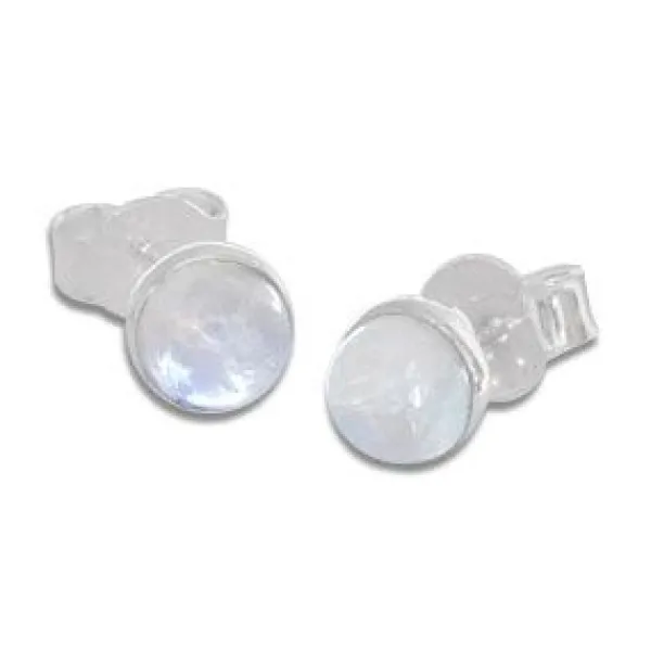 Ohrstecker|Edelstein Ohrringe|Elfen Schmuck Mondstein Ohrstecker rund 925 Silber