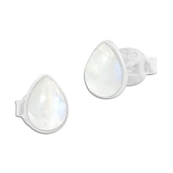 Ohrstecker|Edelstein Ohrringe|Elfen Schmuck Mondstein Ohrstecker Tropfen 925 Silber