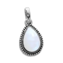 Anhänger Für Damen|Edelstein Anhänger In Silber|Elfen Schmuck Mondsteinschmuck Tropfen Anhänger filigran 925 Silber