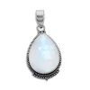 Anhänger Für Damen|Edelstein Anhänger In Silber|Elfen Schmuck Mondstein Tropfen Anhänger Boho-Stil filigran 925 Silber