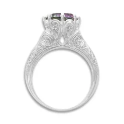 Damen Ringe|Edelstein Ringe|Elfen Schmuck Mystic Quarz Ring lila pink grün Gr. 60 925 Silber