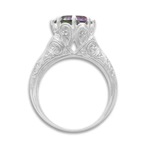 Damen Ringe|Edelstein Ringe|Elfen Schmuck Mystic Quarz Ring lila pink grün Gr. 60 925 Silber