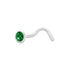 Weiterer Damenschmuck|Weiterer Silberschmuck|Elfen Schmuck Nasenstecker Spirale Zirkonia smaragd grün 3,5 mm 925 Silber