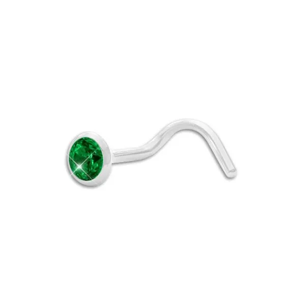 Weiterer Damenschmuck|Weiterer Silberschmuck|Elfen Schmuck Nasenstecker Spirale Zirkonia smaragd grün 3,5 mm 925 Silber
