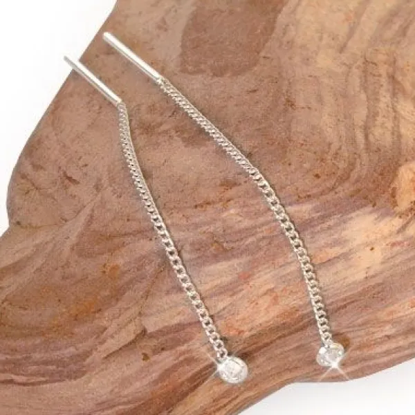 Durchzieher|Silber Durchzieher|Elfen Schmuck Ohrhänger Durchzieher mit Zirkonia Kristallen 925 Silber