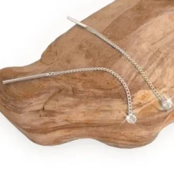 Durchzieher|Silber Durchzieher|Elfen Schmuck Ohrhänger Durchzieher mit Zirkonia Kristallen 925 Silber