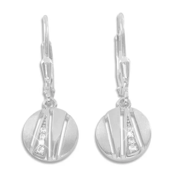 Ohrhänger|Silber Ohrhänger|Elfen Schmuck Ohrhänger rund mit Zirkonia matt-glänzend 925 Silber