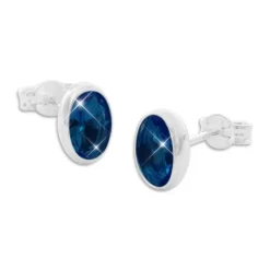 Ohrstecker|Ohrstecker|Elfen Schmuck Ohrringe dunkelblaue ovale Kristall Ohrstecker 925 Silber