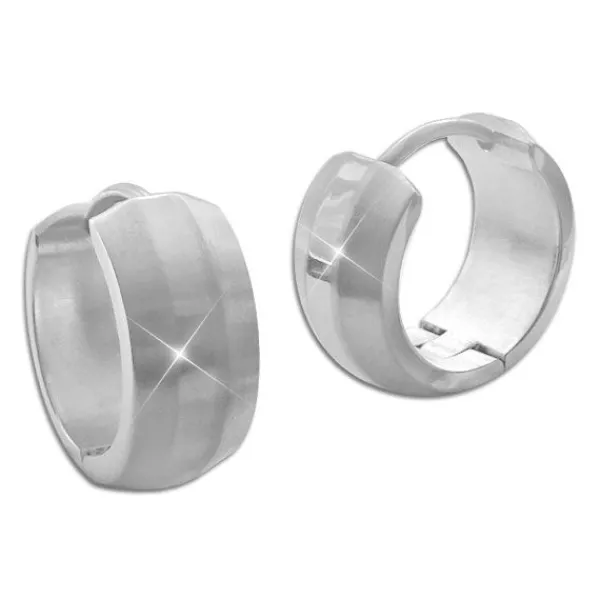 Klapp-creolen|Klapp-Creolen|Elfen Schmuck Ohrringe für Herren Edelstahl Creolen teilmattiert